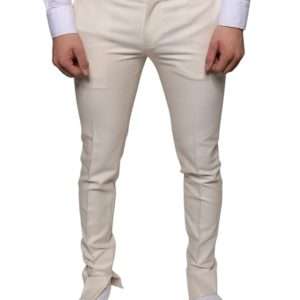 Off White Chino Wool Skinny Pants