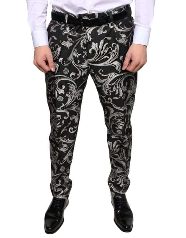 Black Jacquard Skinny Dress Pants - Image 2
