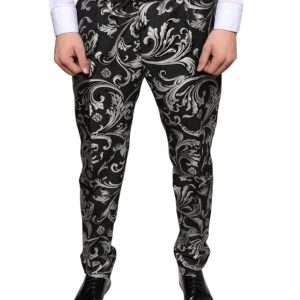 Black Jacquard Skinny Dress Pants