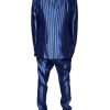 Metallic Blue Stripes Formal 3 Piece Suit - Image 4