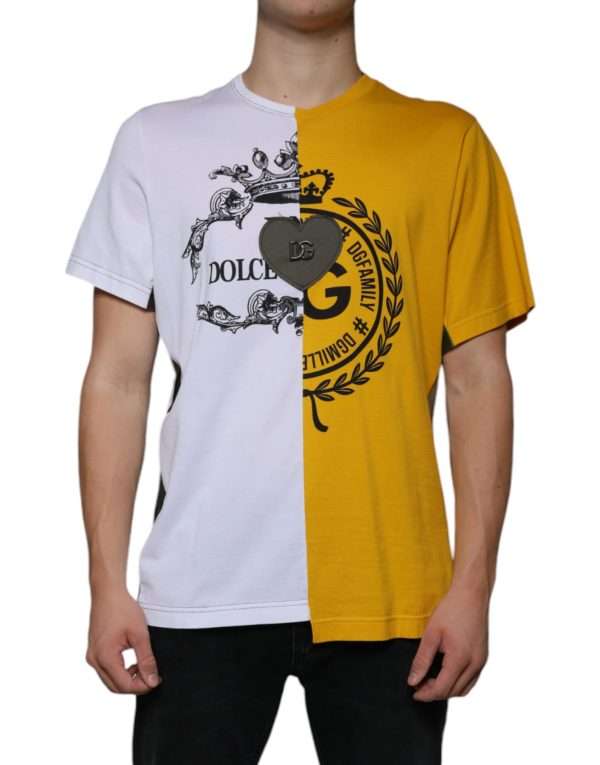 White Yellow Logo Print Short Sleeve T-shirt - Image 2