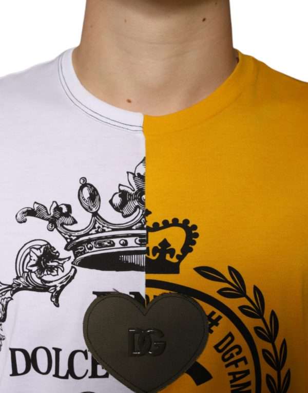 White Yellow Logo Print Short Sleeve T-shirt - Image 5