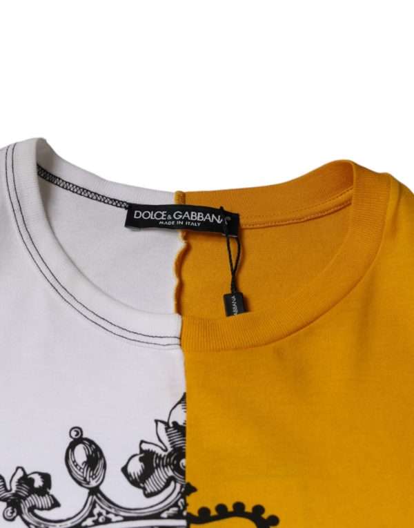 White Yellow Logo Print Short Sleeve T-shirt - Image 7