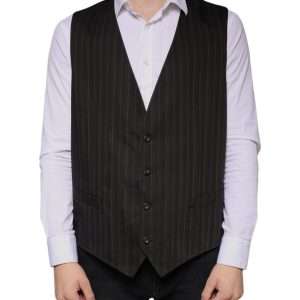Black Cotton Waistcoat Dress Formal Vest