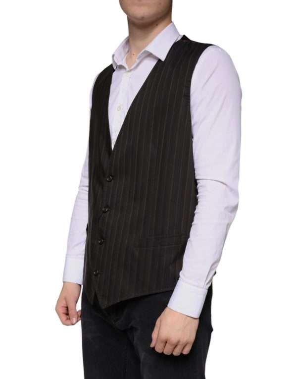 Black Cotton Waistcoat Dress Formal Vest - Image 3