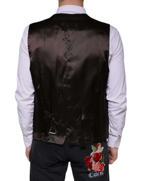 Black Cotton Waistcoat Dress Formal Vest - Image 4
