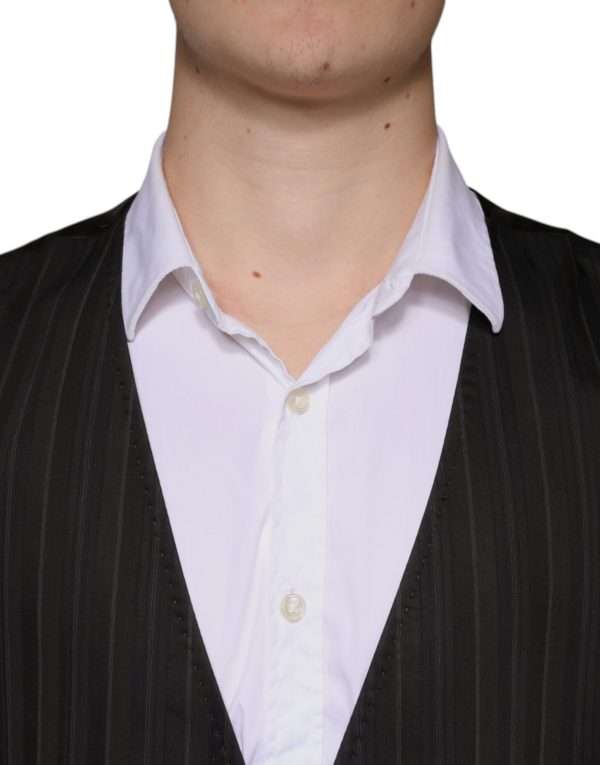Black Cotton Waistcoat Dress Formal Vest - Image 5