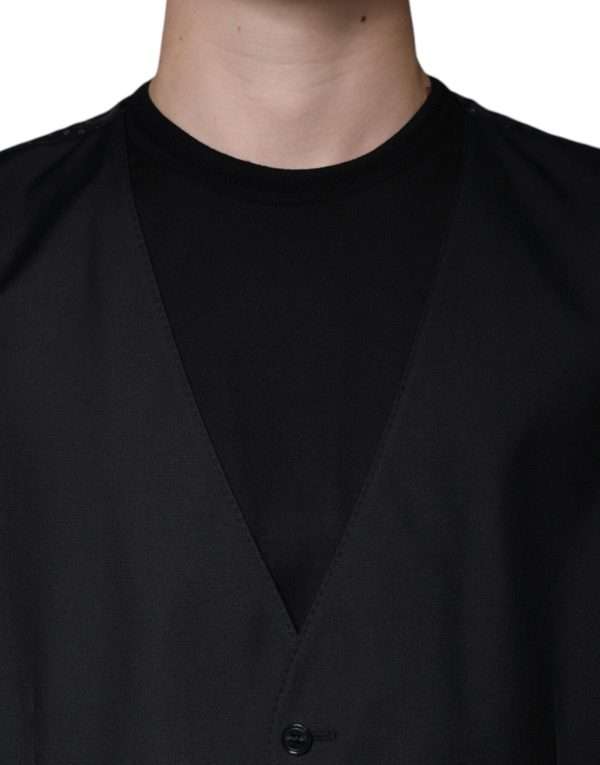Black Wool Waistcoat Dress Formal Vest - Image 5