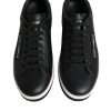 Black Leather Low Top Men Sneakers Shoes - Image 3