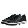 Black Leather Low Top Men Sneakers Shoes - Image 4