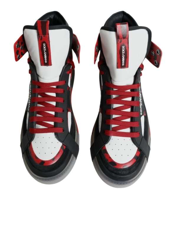 Multicolor Leather High Top Sneakers Shoes - Image 3