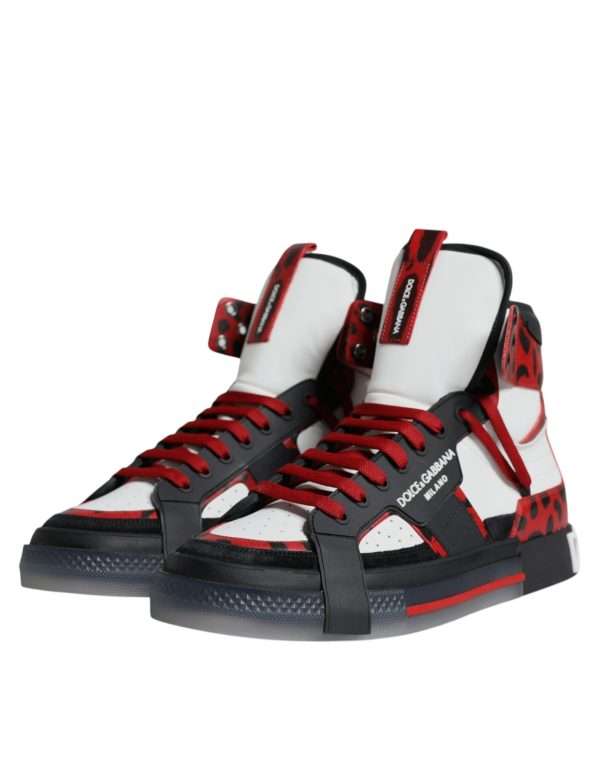 Multicolor Leather High Top Sneakers Shoes - Image 4