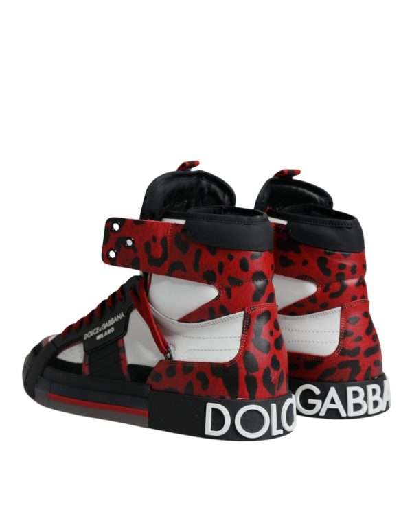 Multicolor Leather High Top Sneakers Shoes - Image 5