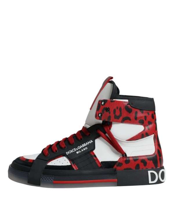 Multicolor Leather High Top Sneakers Shoes - Image 6
