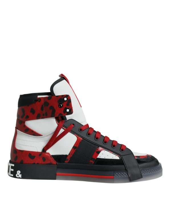 Multicolor Leather High Top Sneakers Shoes - Image 7