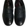 Black Logo Embroidered Leather Loafer Men Dress Shoes - Image 3