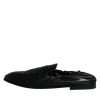 Black Logo Embroidered Leather Loafer Men Dress Shoes - Image 6