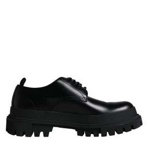 Black Leather Lace Up Trekking Dress Shoes