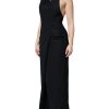 Black Sleeveless Halter Sheath Long Gown Dress - Image 3