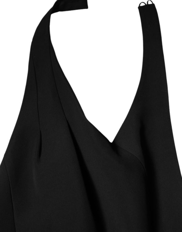 Black Sleeveless Halter Sheath Long Gown Dress - Image 6