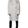 White Hooded Parka Polyester Trench Coat Jacket - Image 2