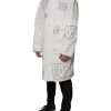 White Hooded Parka Polyester Trench Coat Jacket - Image 3