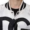 White Polyester Logo Full Zip Bomber Jacket - Image 5