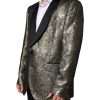Gold SICILIA Jacquard Single Breasted Coat Blazer - Image 3