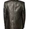 Gold SICILIA Jacquard Single Breasted Coat Blazer - Image 4