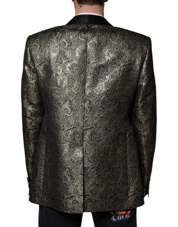 Gold SICILIA Jacquard Single Breasted Coat Blazer - Image 4