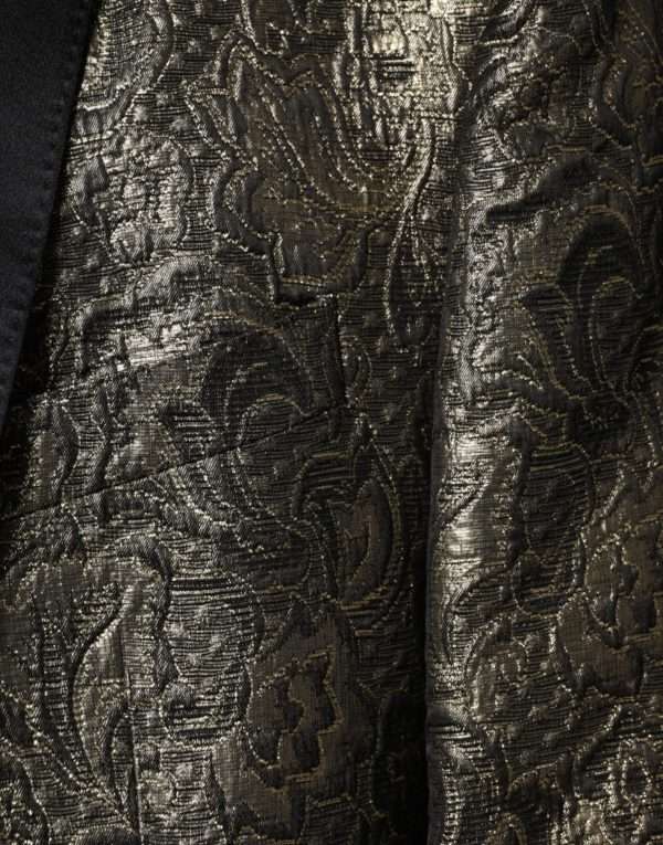 Gold SICILIA Jacquard Single Breasted Coat Blazer - Image 6