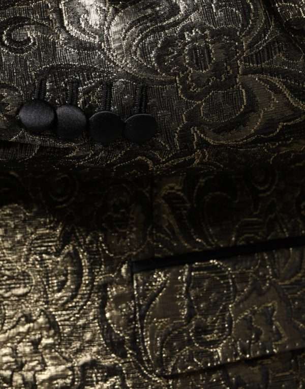 Gold SICILIA Jacquard Single Breasted Coat Blazer - Image 7
