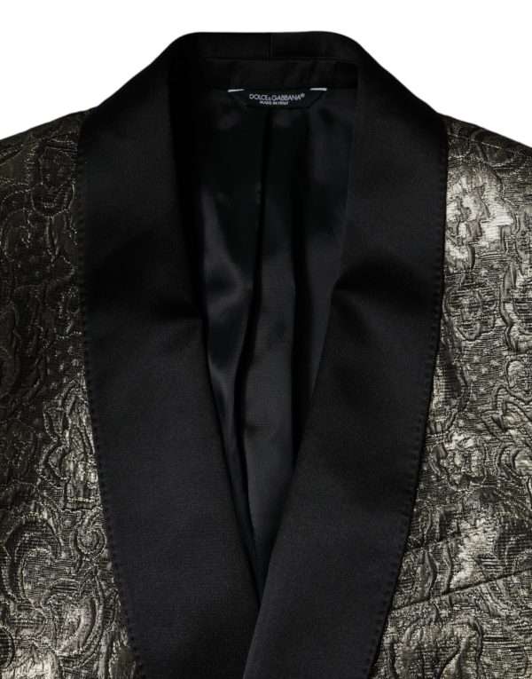 Gold SICILIA Jacquard Single Breasted Coat Blazer - Image 8