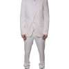 White Wool Silk 3 Piece SlimFit Formal Suit - Image 2