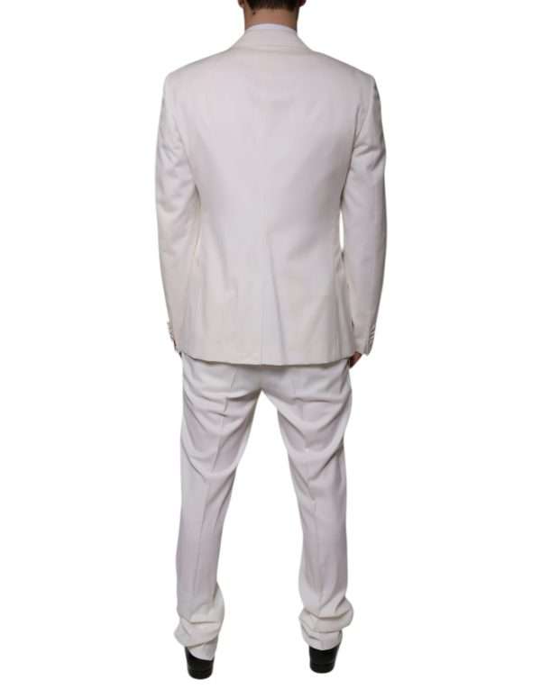 White Wool Silk 3 Piece SlimFit Formal Suit - Image 4