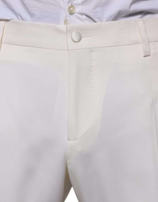 White Wool Silk 3 Piece SlimFit Formal Suit - Image 5