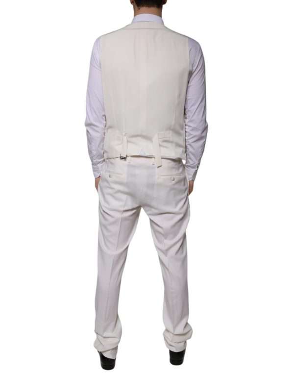 White Wool Silk 3 Piece SlimFit Formal Suit - Image 8