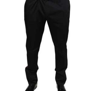 Black Cotton Stretch Skinny Men Dress Pants