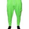 Neon Green Polyester Cargo Jogger Sweatpants Pants - Image 2