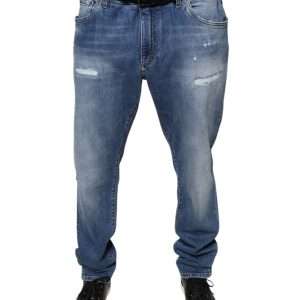 Blue Washed Cotton Stretch Men Denim Jeans