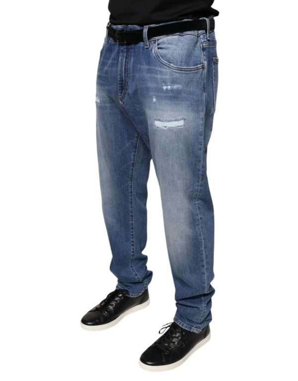 Blue Washed Cotton Stretch Men Denim Jeans - Image 3