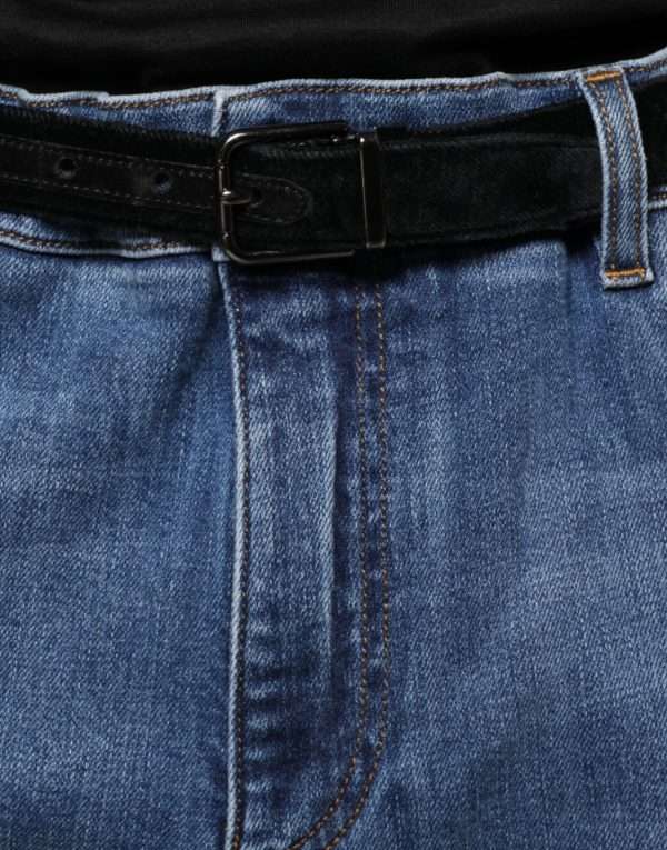 Blue Washed Cotton Stretch Men Denim Jeans - Image 5