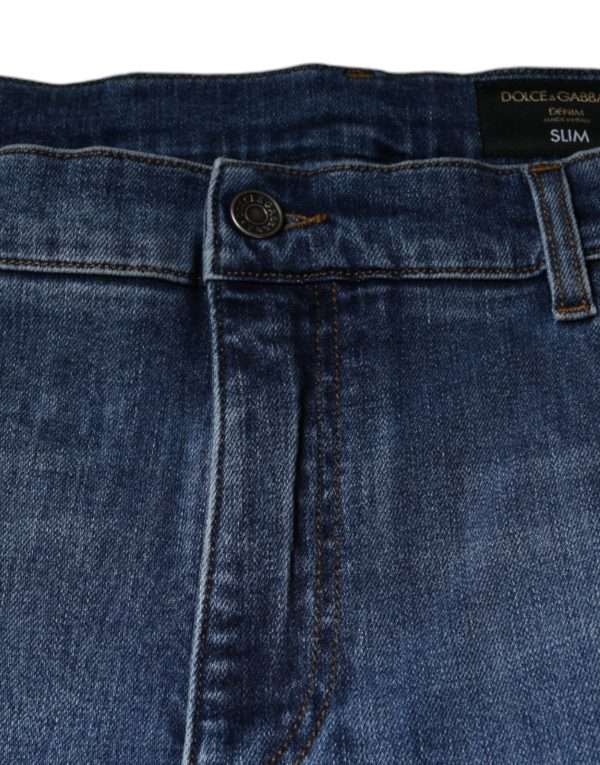 Blue Washed Cotton Stretch Men Denim Jeans - Image 6