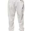 White Cotton Men Dress Tapered Pants - Image 4