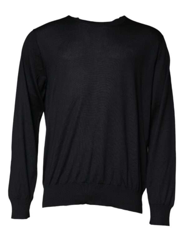 Black Cashmere Crew Neck Pullover Sweater - Image 2
