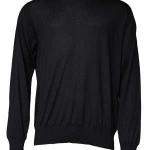 Black Cashmere Crew Neck Pullover Sweater