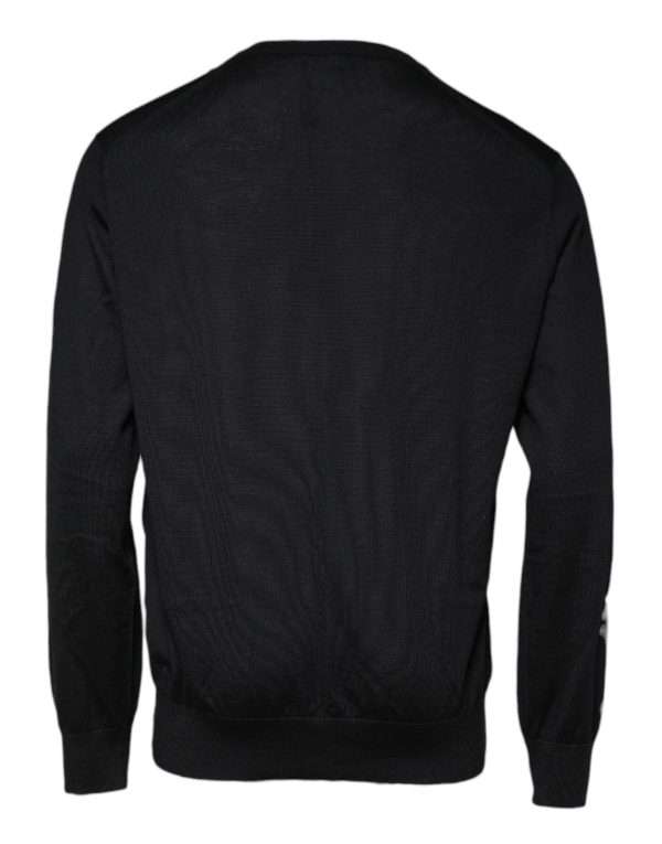 Black Cashmere Crew Neck Pullover Sweater - Image 5