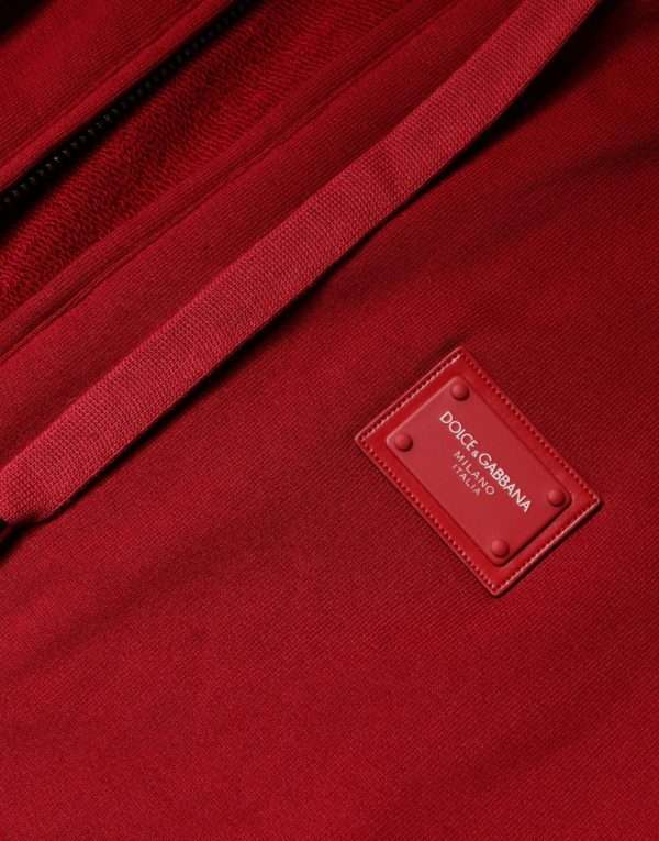 Red Logo Plaque Hooded Sweatshirt Sweater - Image 7