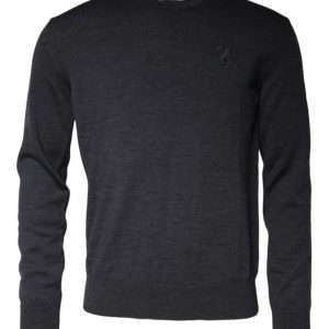 Dark Gray Wool Crew Neck Pullover Sweater