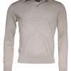 Beige Cashmere Knit Collared Pullover Sweater - Image 2